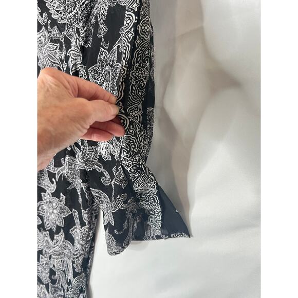 Catherines size 2X black/white paisley button-up shirt sheer Offie evenings - Picture 7 of 9